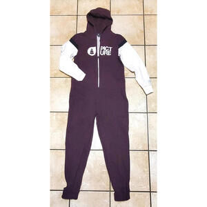 Unisex Maroon Picture Organic Clothing Hooded Bodysuit  Size XL